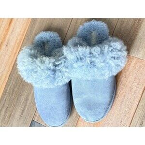 UGG Scuff Sis Women’s Slippers Blue Suede Shearling Fur Size 9 EU 40